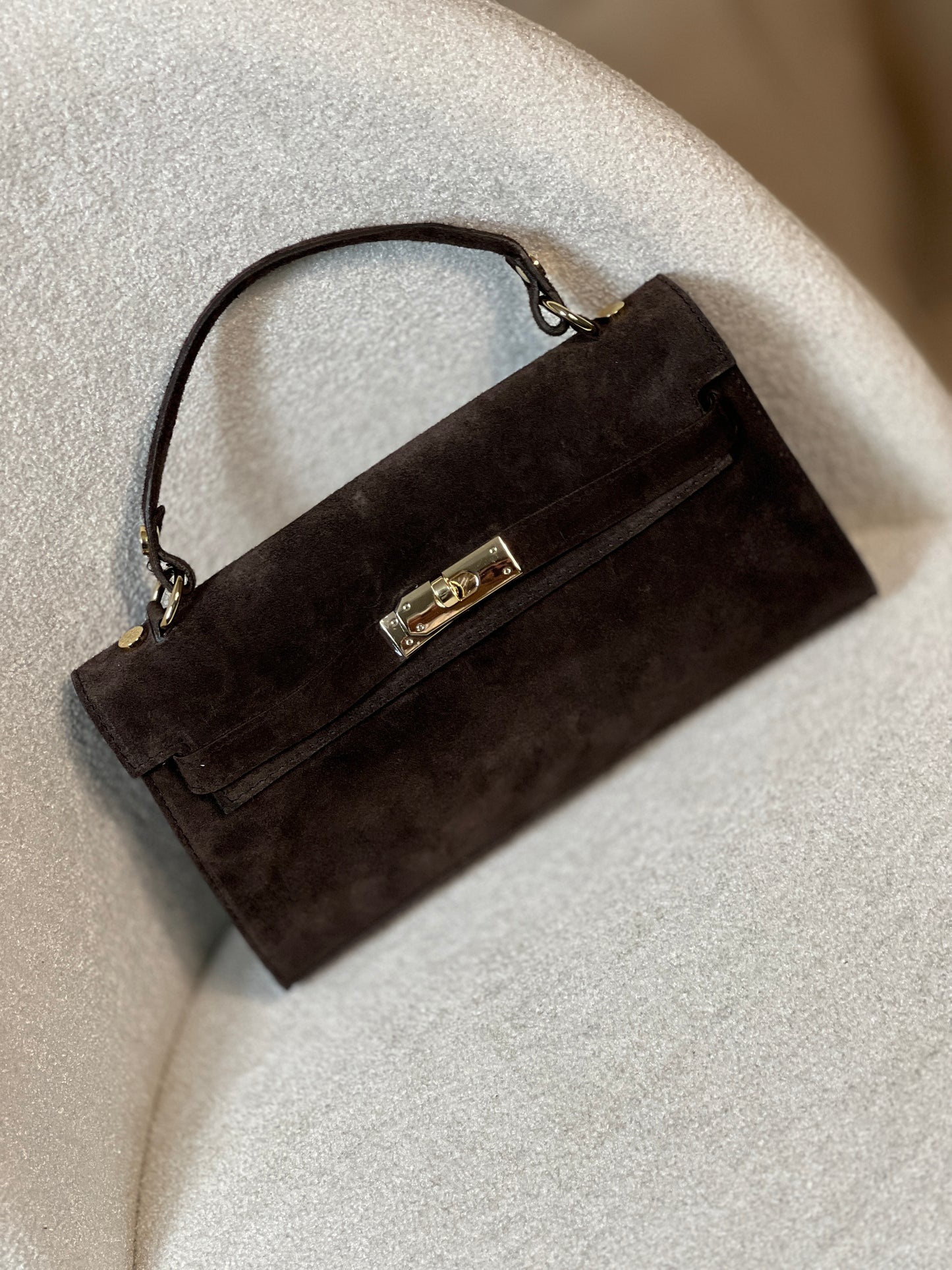 Чанта от естествен велур SELINA COFFEE