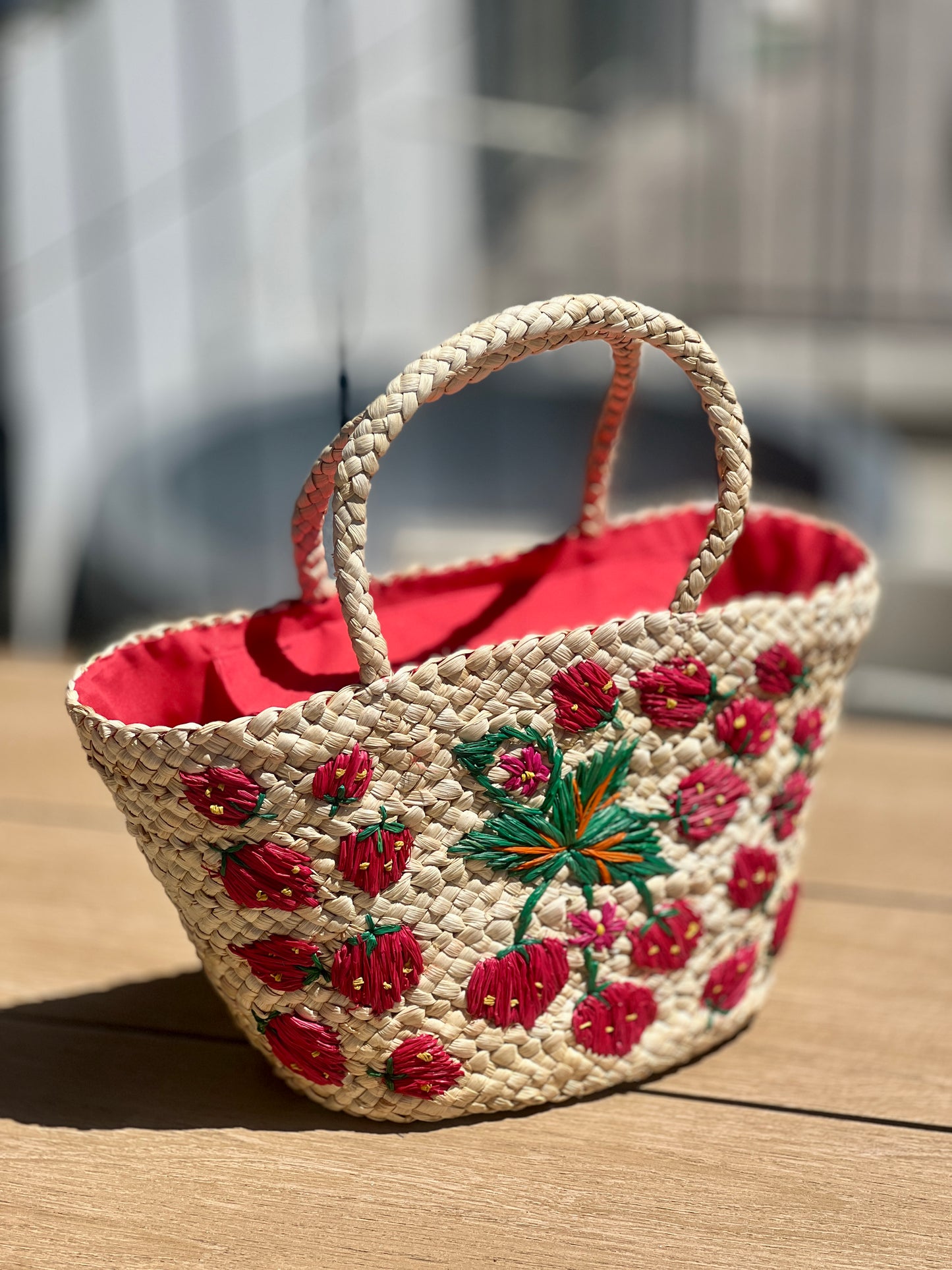 Лятна сламена чанта STRAWBERRY