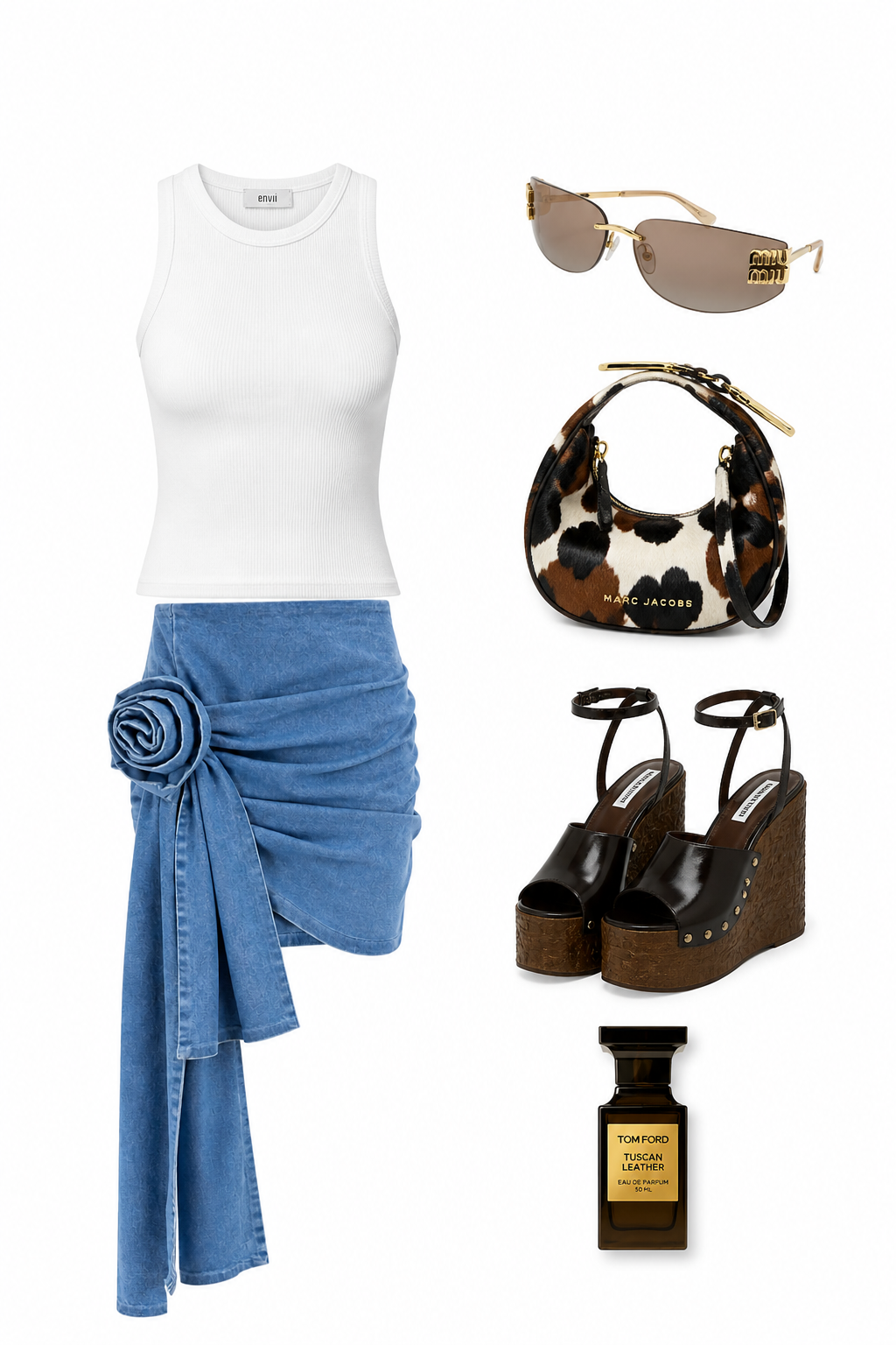 Denim skirt with a large flower ROSÀ