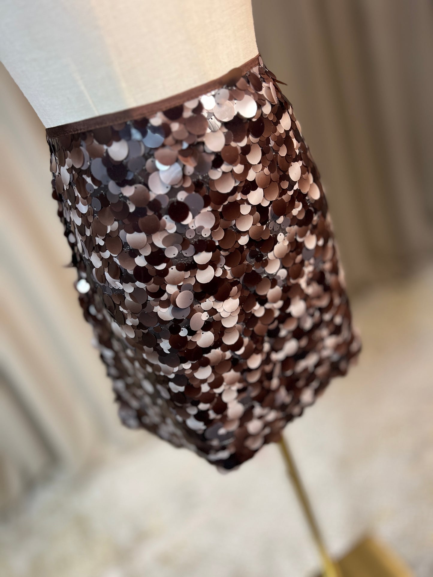 Кафява пола с пайети CHOCOLATE