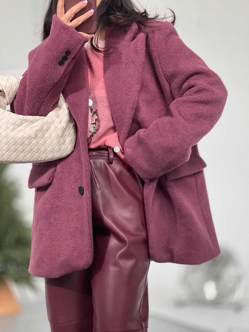 Късо памучно палто BURGUNDY MOOD