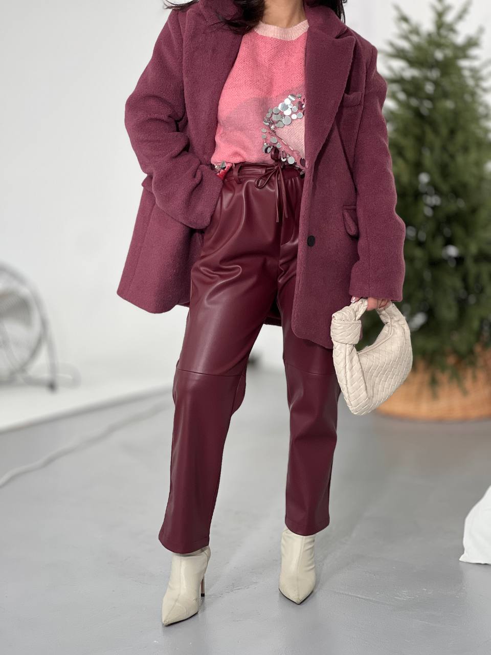 Късо памучно палто BURGUNDY MOOD