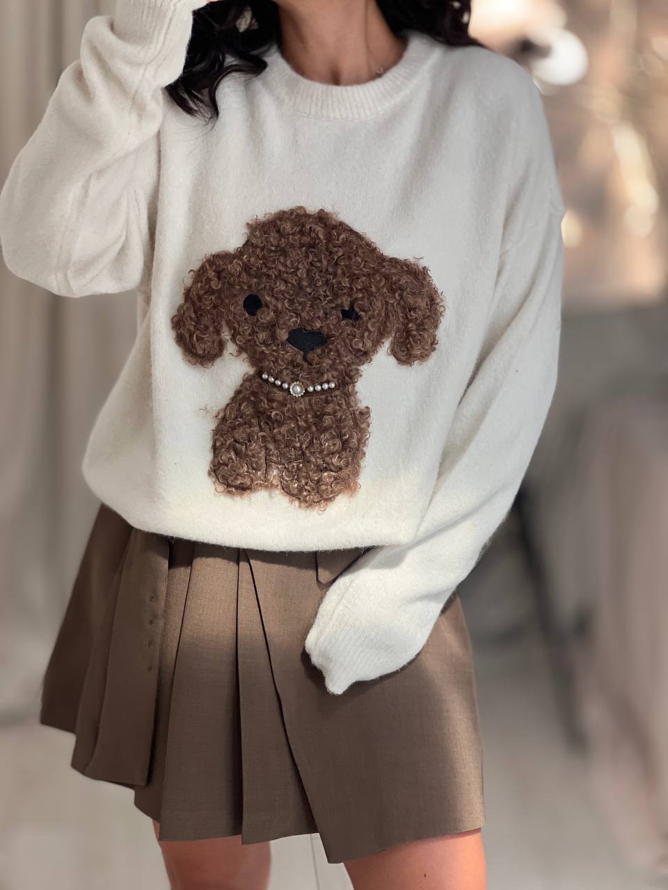Пуловер POODLE WHITE