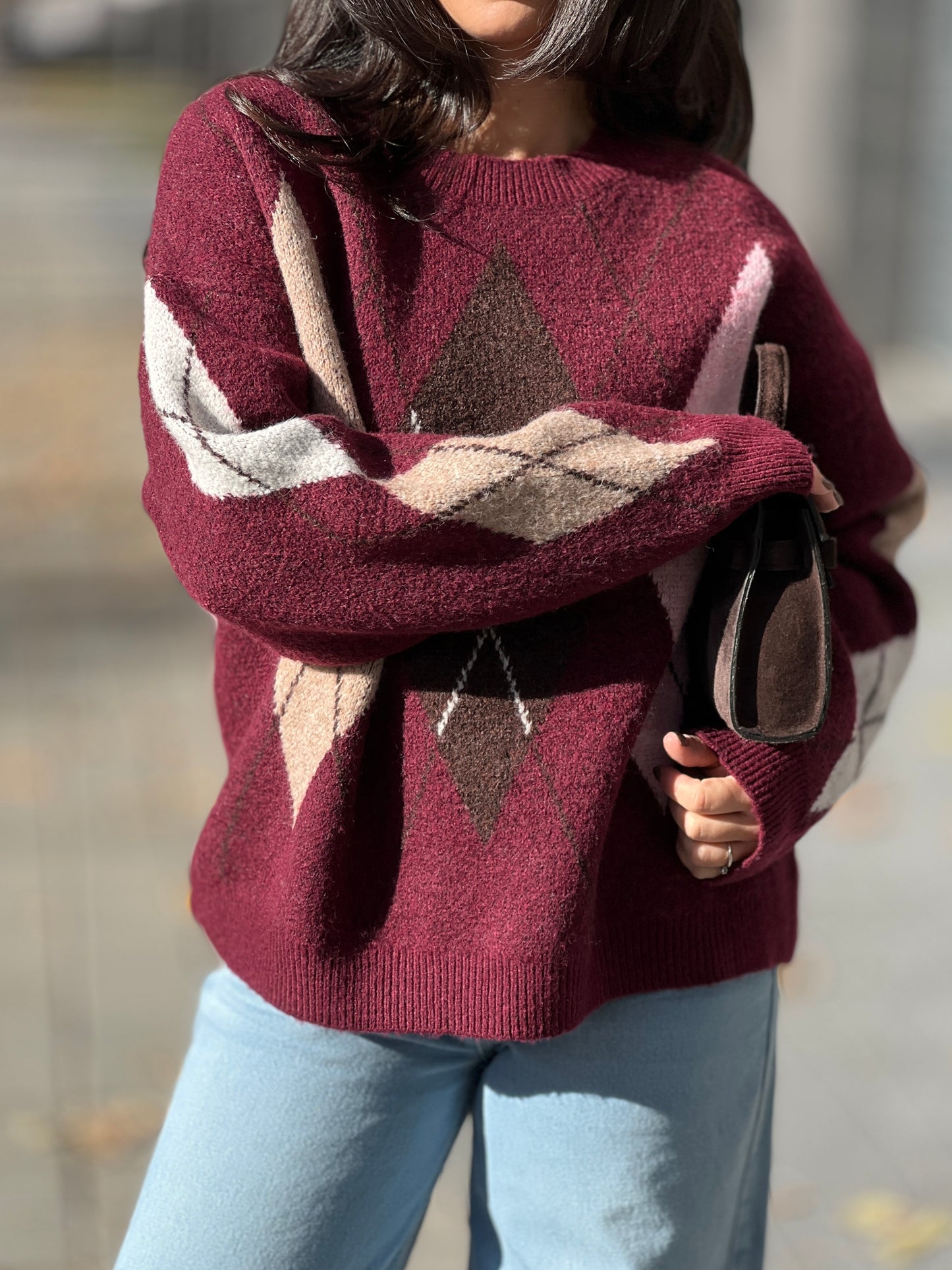 Пуловер с вълна BURGUNDY