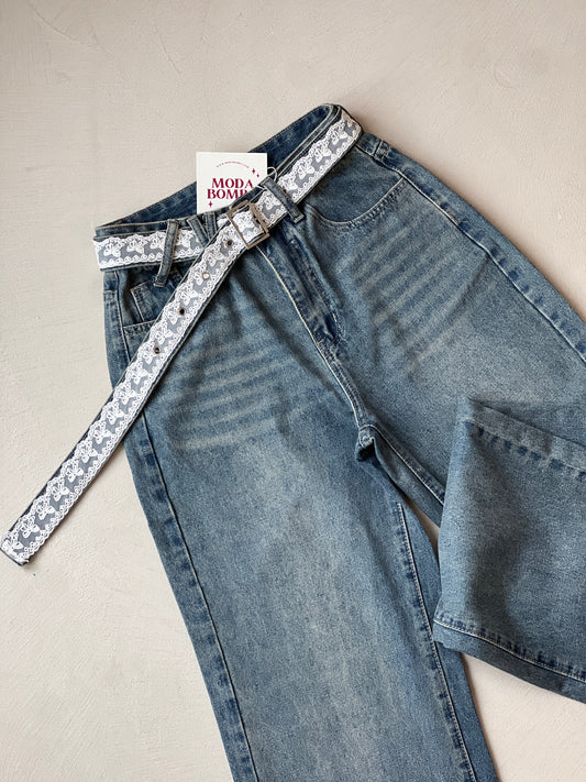 Дънки с дантелен колан ANABELLE