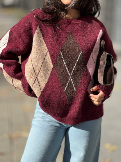 Пуловер с вълна BURGUNDY