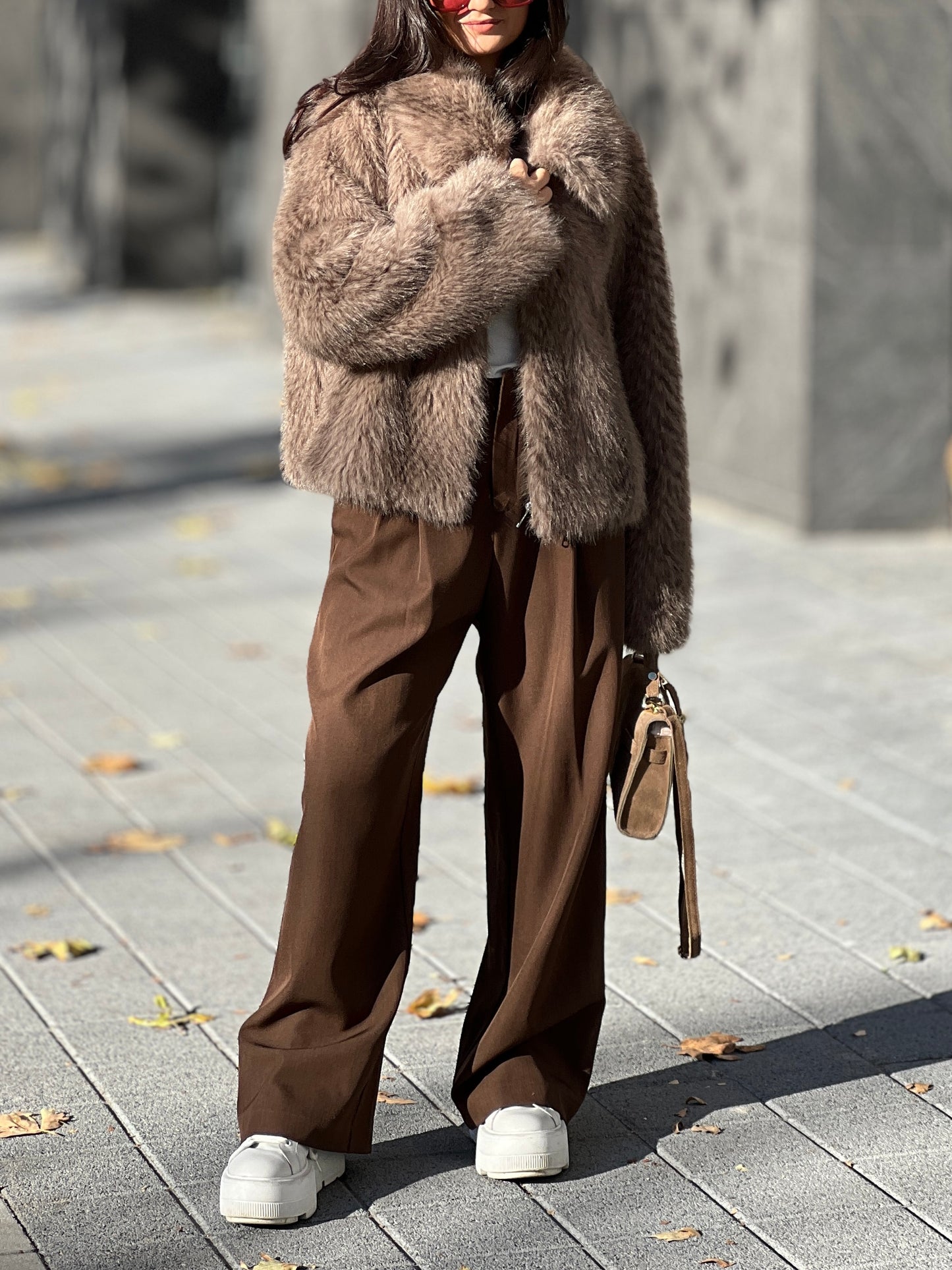 Палто с косъм LOLA CAPPUCCINO