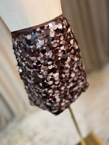 Кафява пола с пайети CHOCOLATE