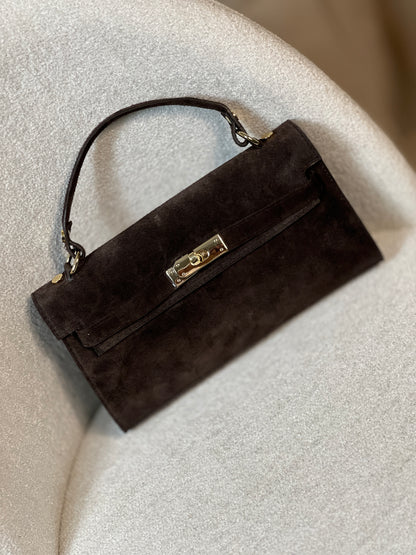 Чанта от естествен велур SELINA COFFEE