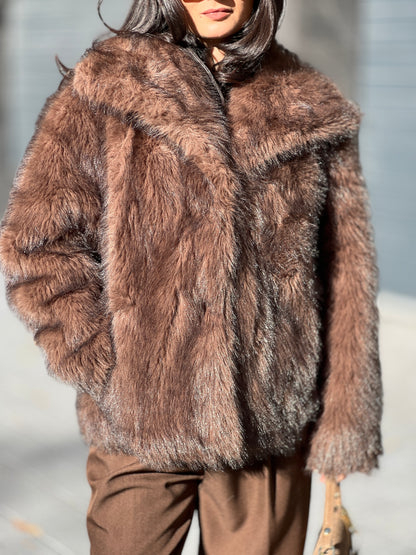 Късо палто с косъм DIVA COFFEE