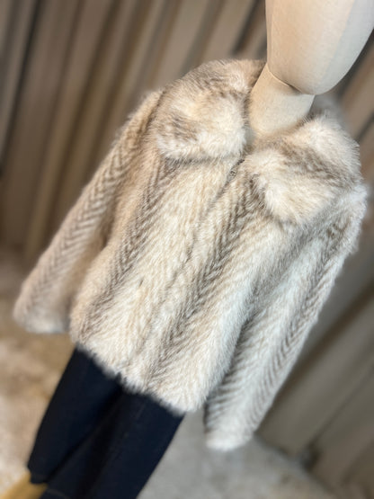 Палто с косъм LOLA CHAMPAGNE