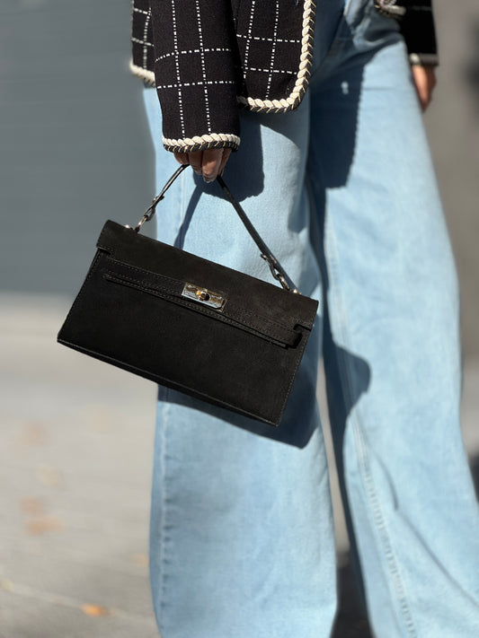 Чанта от естествен велур SELINA NERO