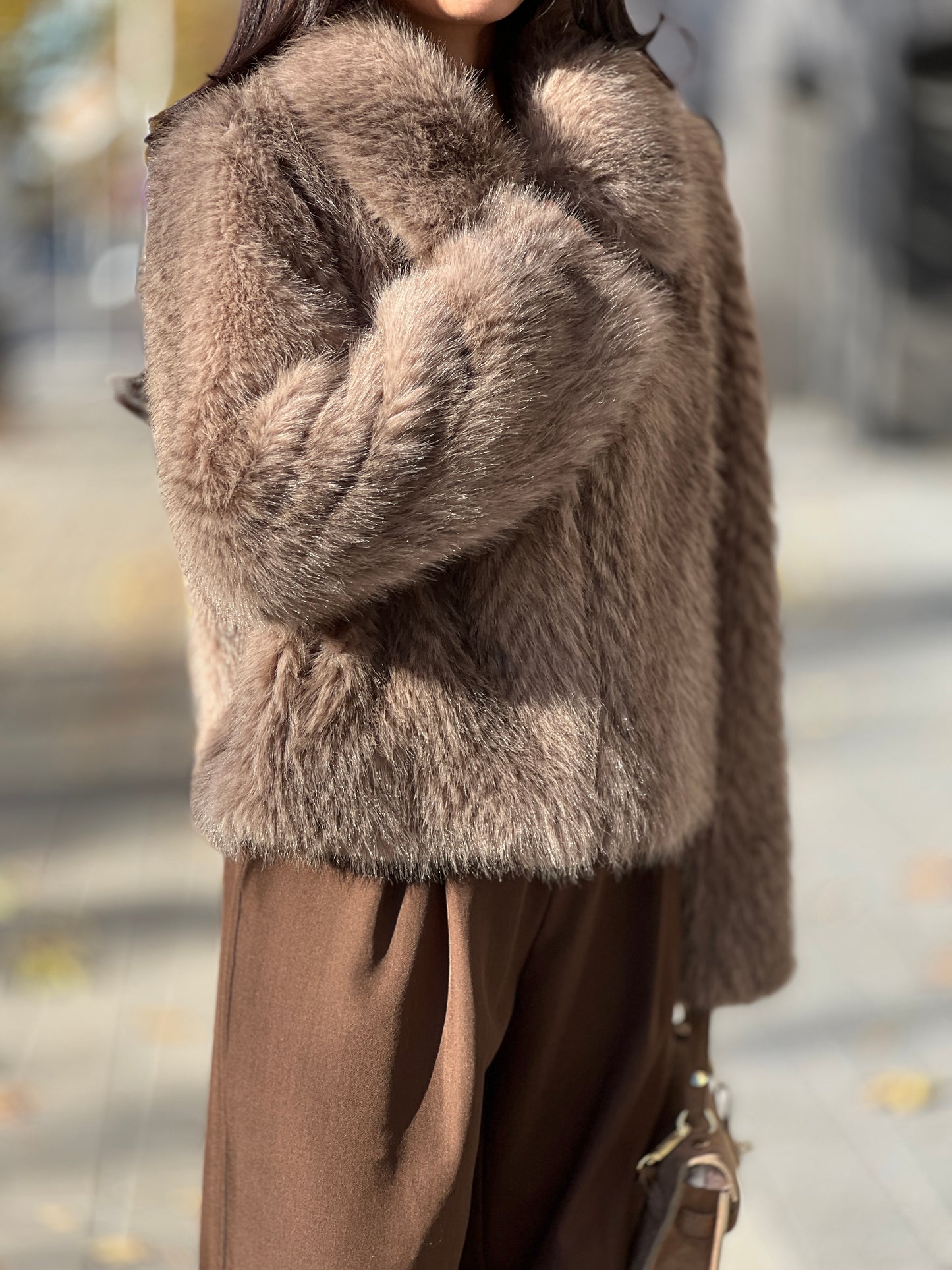 Палто с косъм LOLA CAPPUCCINO