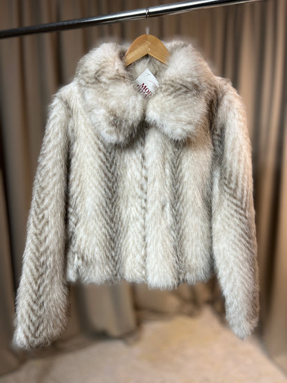 Палто с косъм LOLA CHAMPAGNE