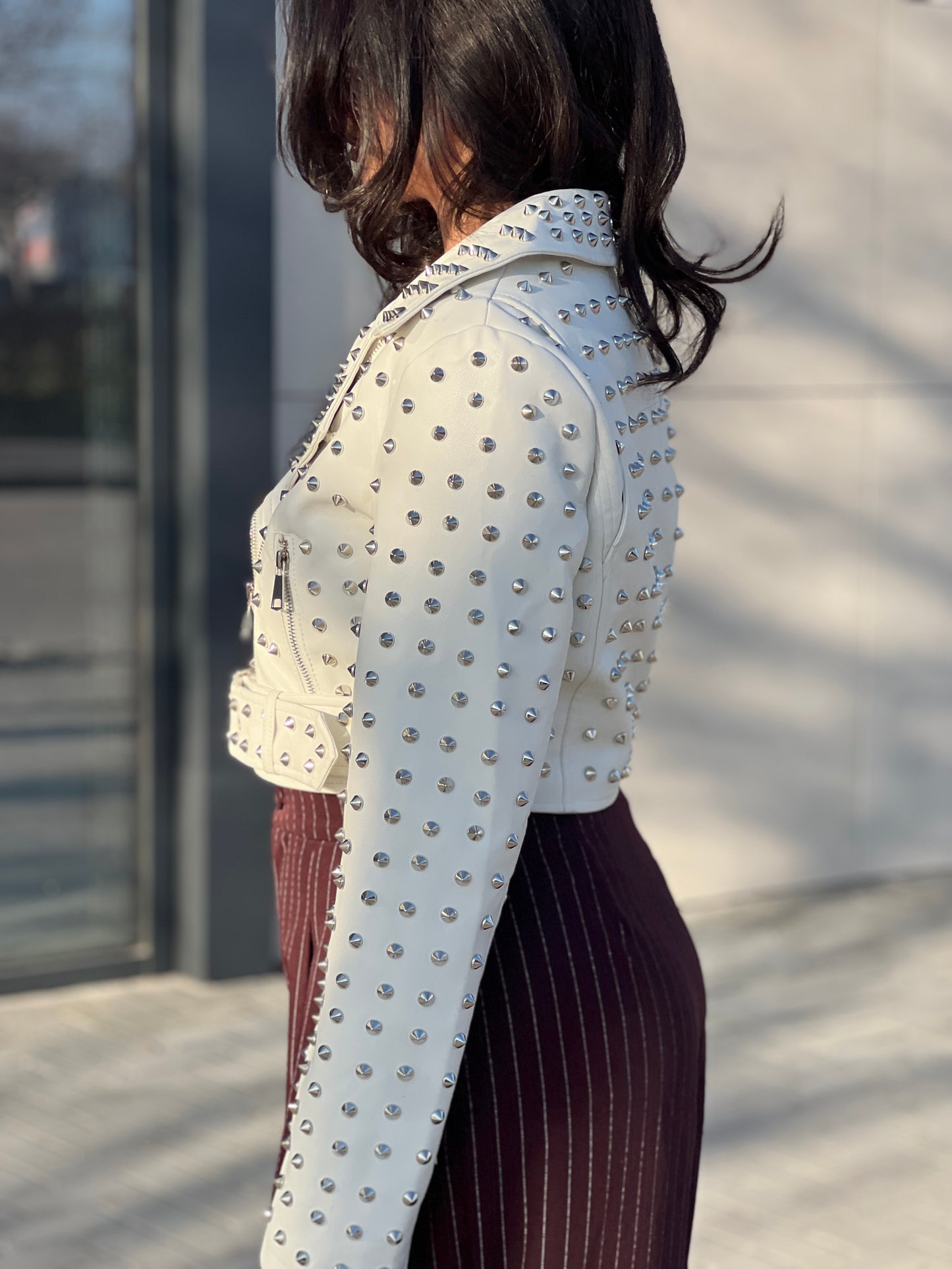 Leather jacket with studs SUPERLOVE