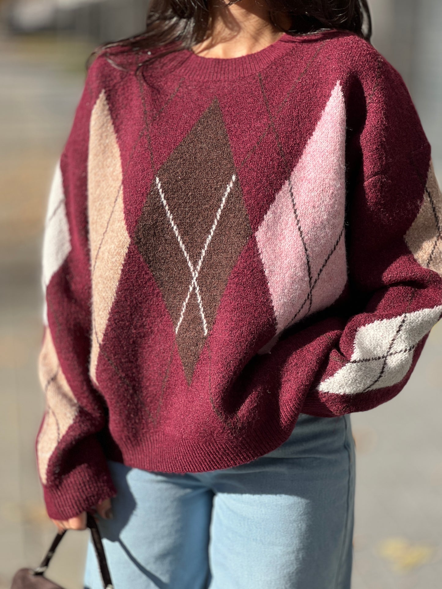 Пуловер с вълна BURGUNDY