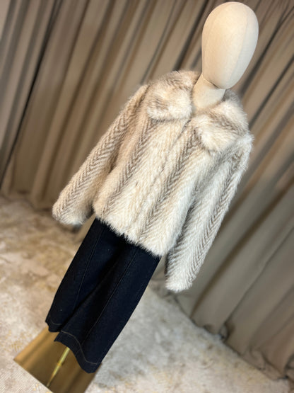 Палто с косъм LOLA CHAMPAGNE