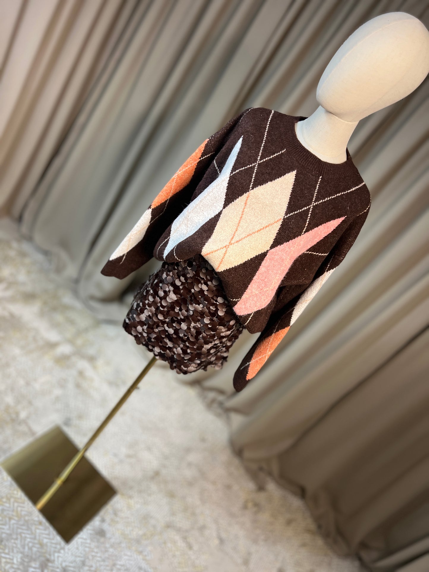 Кафява пола с пайети CHOCOLATE