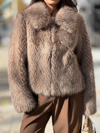 Палто с косъм LOLA CAPPUCCINO