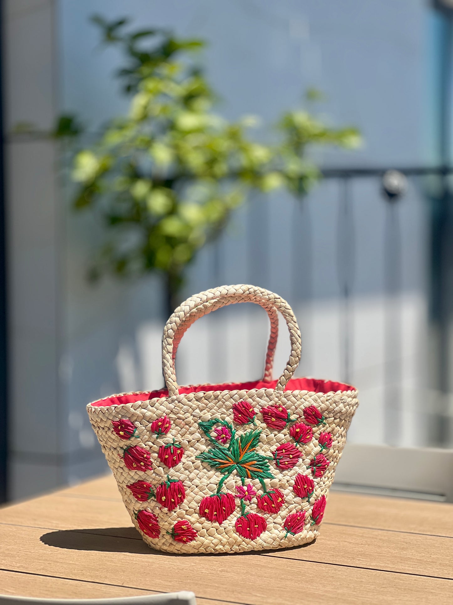 Лятна сламена чанта STRAWBERRY