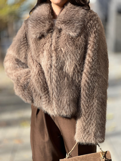 Палто с косъм LOLA CAPPUCCINO