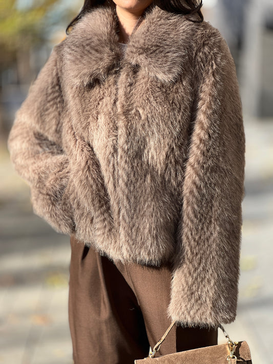 Палто с косъм LOLA CAPPUCCINO