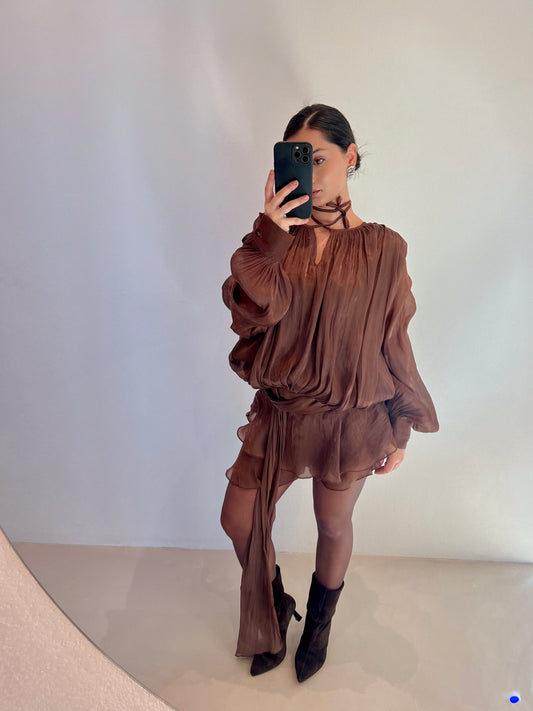 Rochie cu volane PATRICIA COFFEE