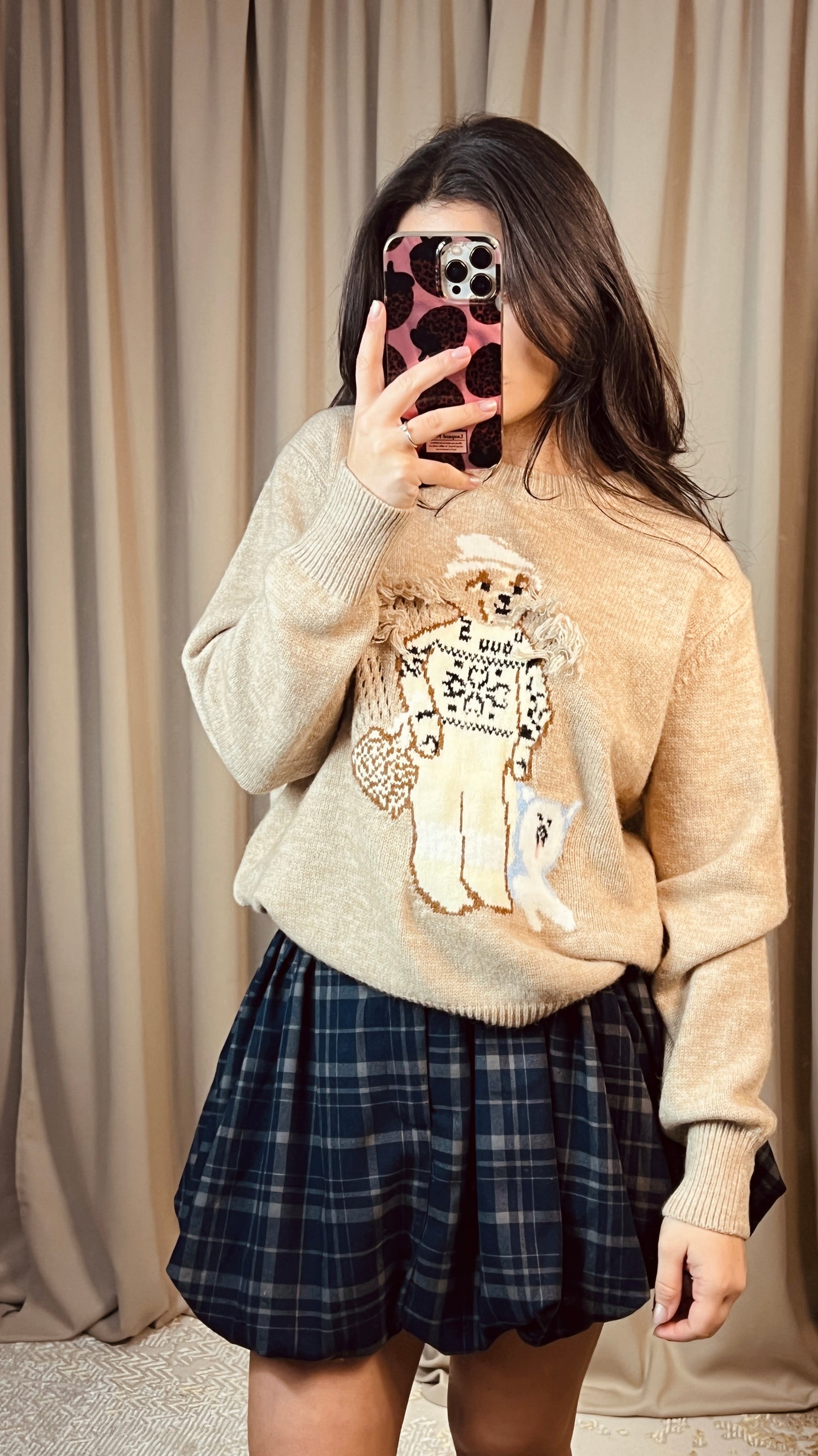 Пуловерче с мече SKI TEDDY