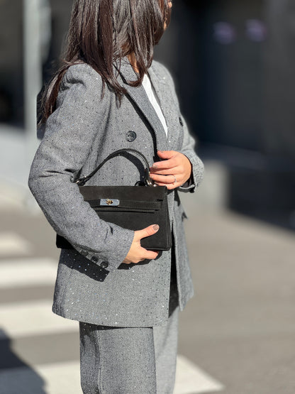 Чанта от естествен велур SELINA NERO