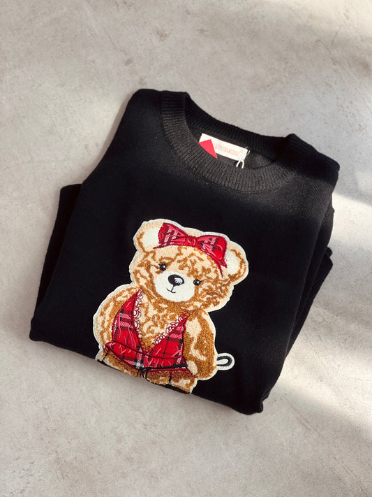 Пуловер фино плетиво NOT YOUR ORDINARY TEDDY BEAR - BLACK