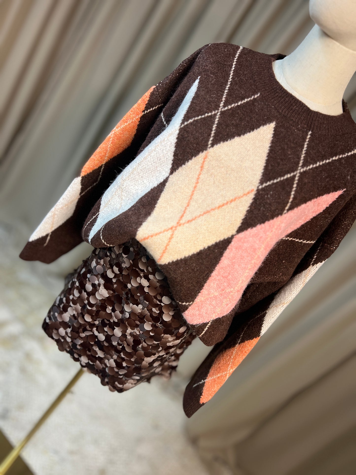 Кафява пола с пайети CHOCOLATE