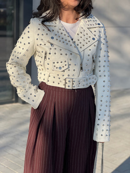 Leather jacket with studs SUPERLOVE