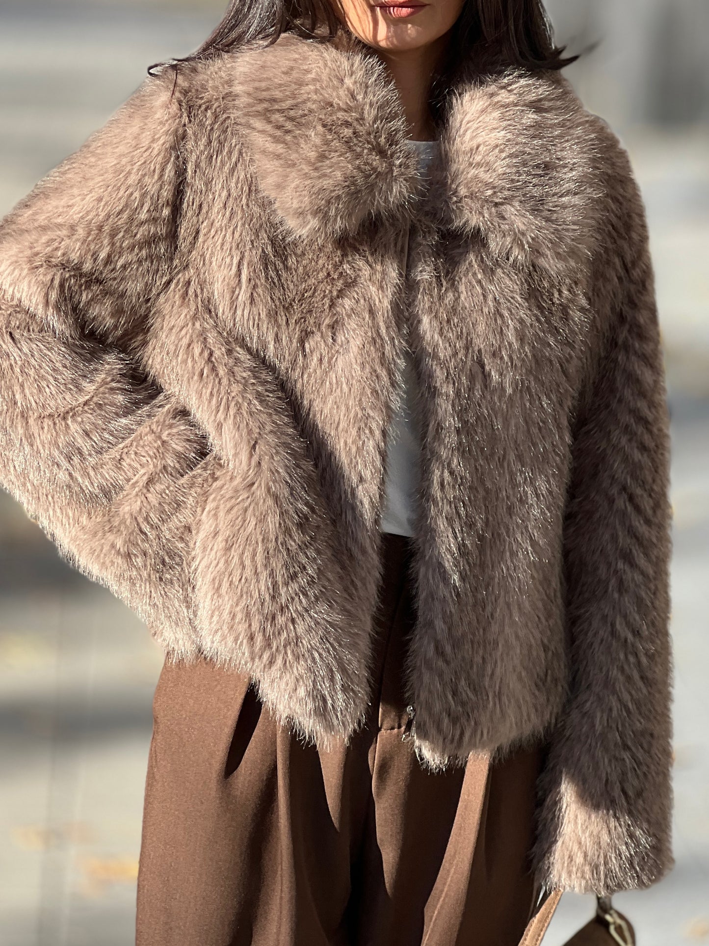 Палто с косъм LOLA CAPPUCCINO