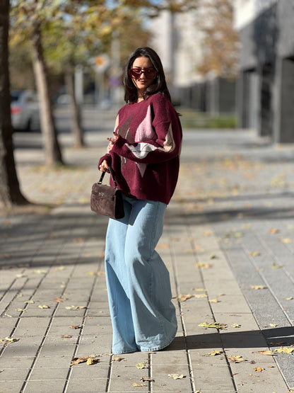 Пуловер с вълна BURGUNDY