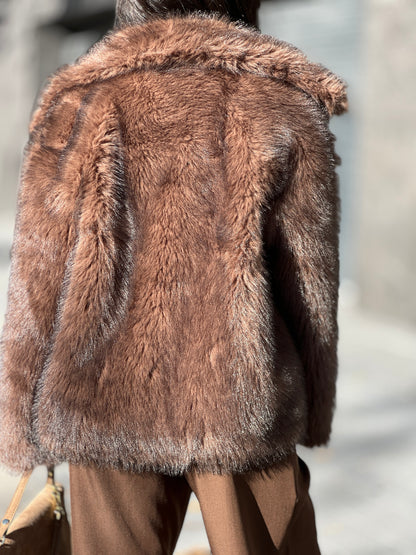 Късо палто с косъм DIVA COFFEE