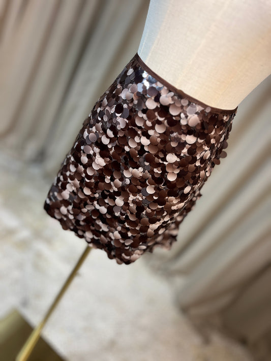 Кафява пола с пайети CHOCOLATE