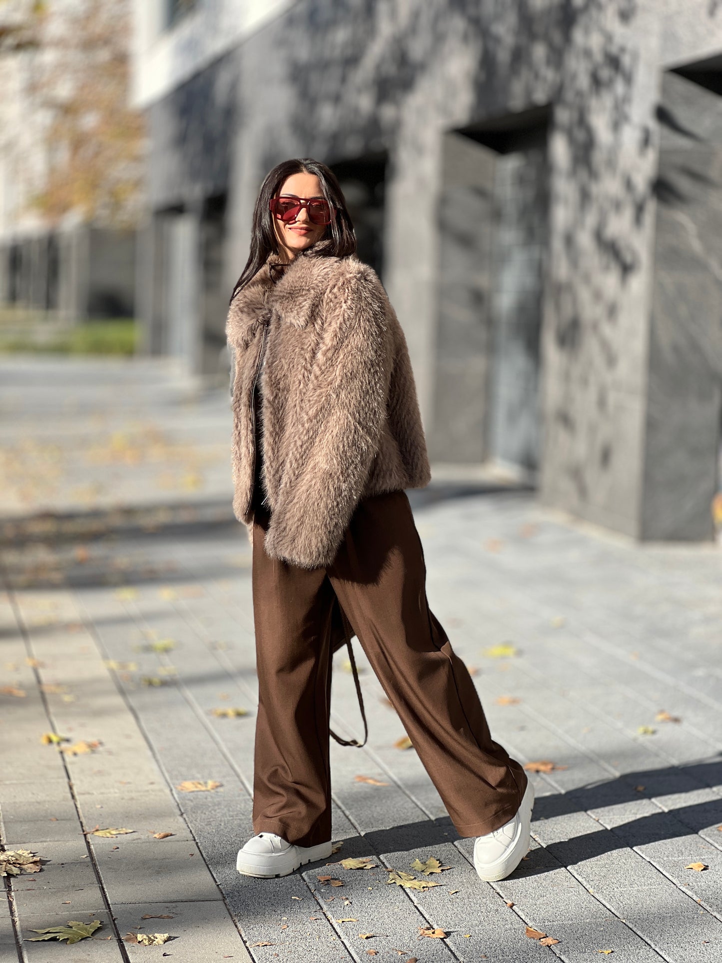 Палто с косъм LOLA CAPPUCCINO