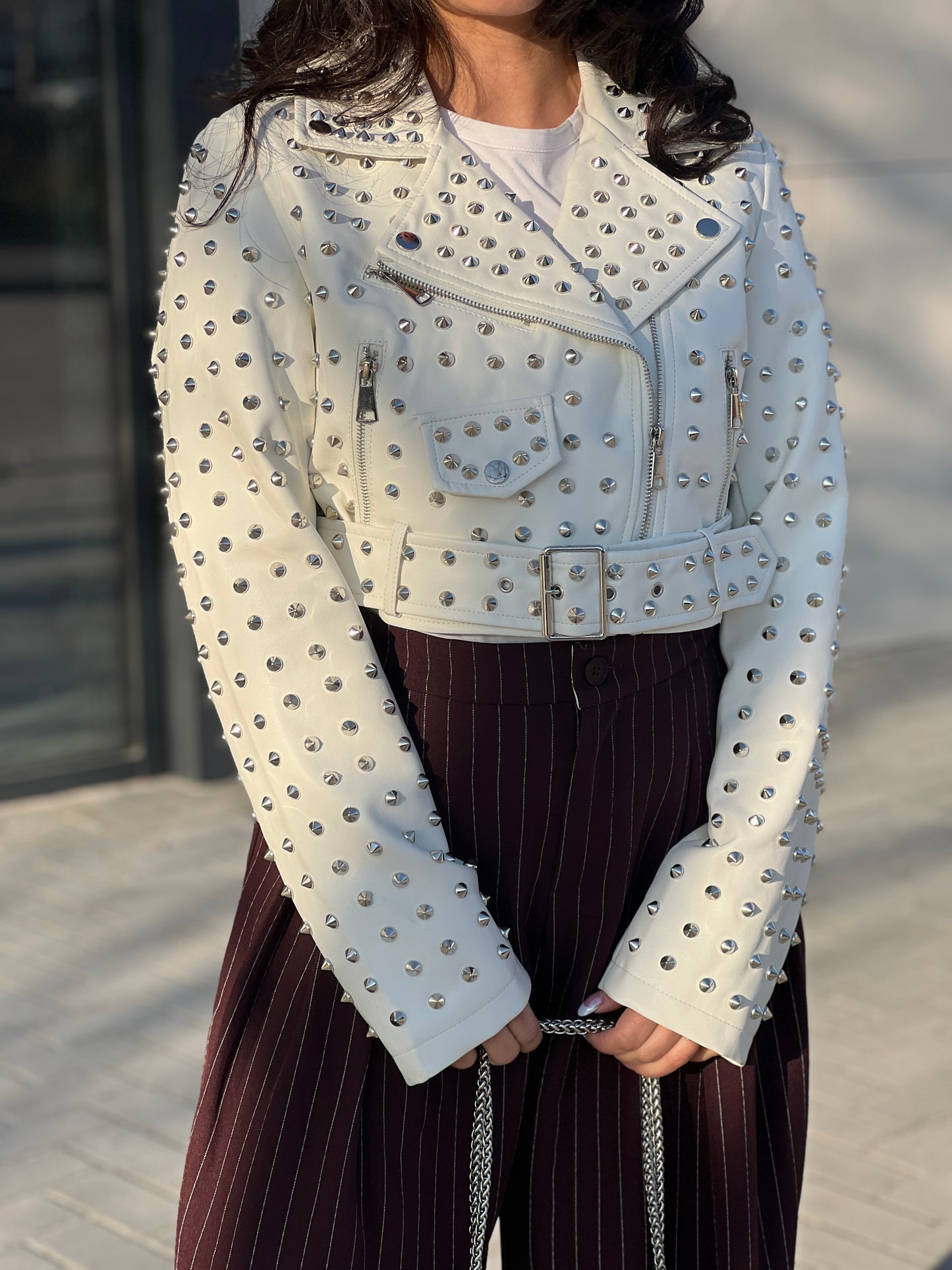 Leather jacket with studs SUPERLOVE