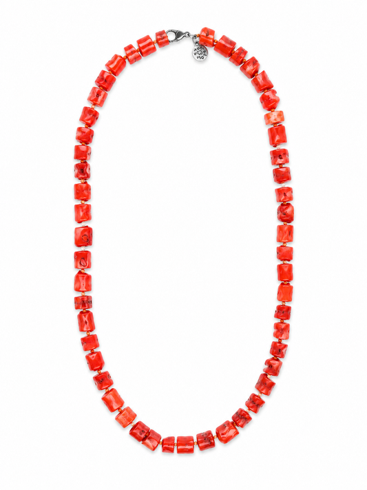 Естествено колие CAPRI Coral в коралово червено