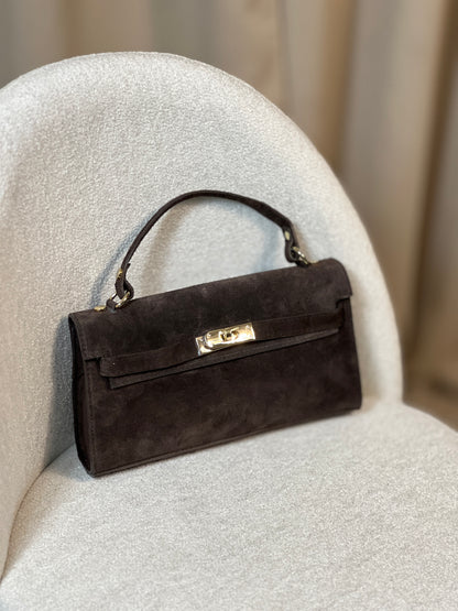 Чанта от естествен велур SELINA COFFEE