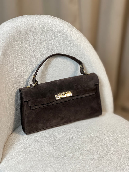 Чанта от естествен велур SELINA COFFEE