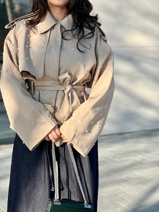 Шлифер с перли SELENA