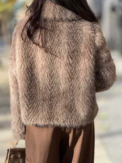 Палто с косъм LOLA CAPPUCCINO