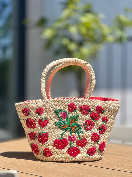 Лятна сламена чанта STRAWBERRY