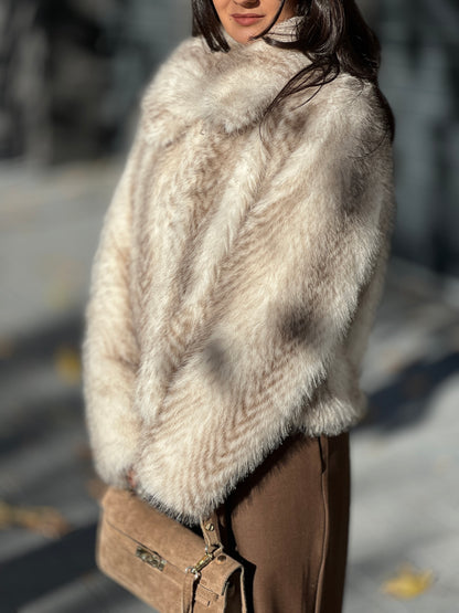 Палто с косъм LOLA CHAMPAGNE