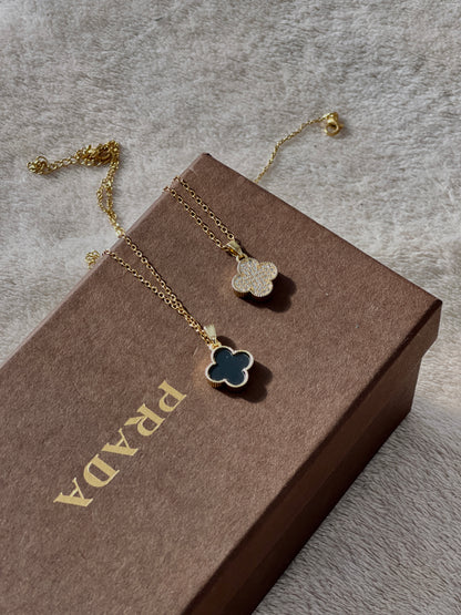 Двулицево колие с цветче от неръждаема стомана AMALFI