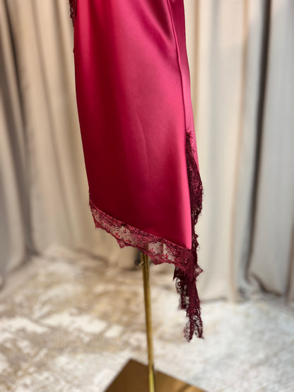 Сатенена рокля с дантела NICOLE RED