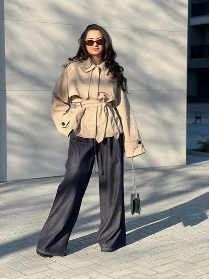 Шлифер с перли SELENA