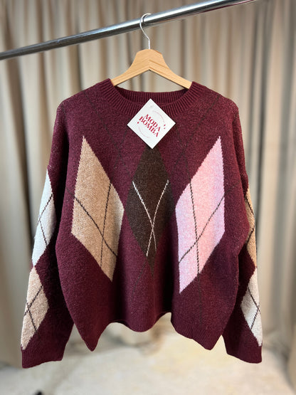 Пуловер с вълна BURGUNDY