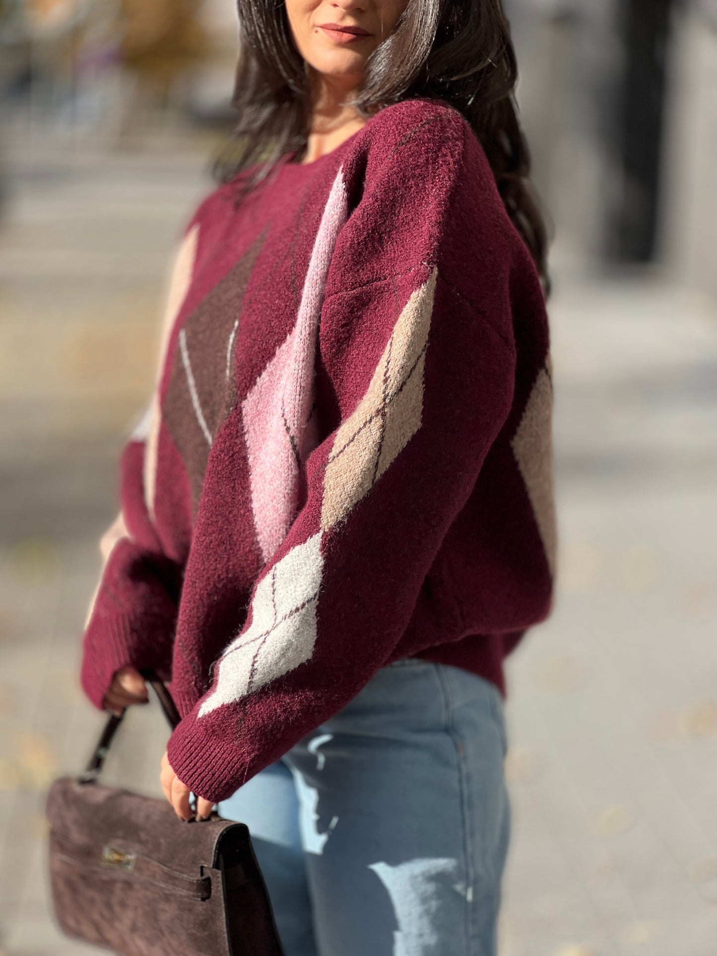 Пуловер с вълна BURGUNDY